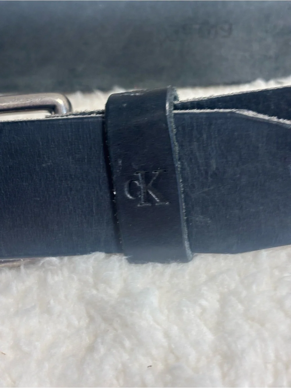 Calvin Klein Black Leather Belt with Silver-Tone Buckle